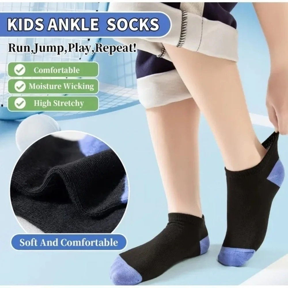 Calcetines Unisex De Corte Bajo Negros Para‎ Niños De 4 A 6 Años Amortiguación 5